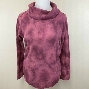 Maeve Anthropologie MP M Petite Ainsley Pink Tie Dye Thermal Cowl Neck Top